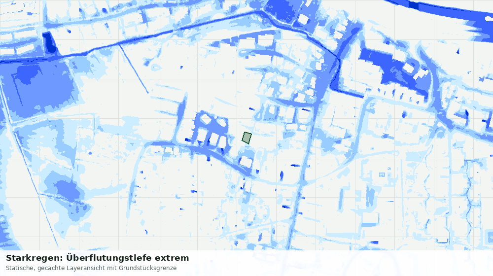 Statische Kartenansicht: Starkregen: Überflutungstiefe extrem