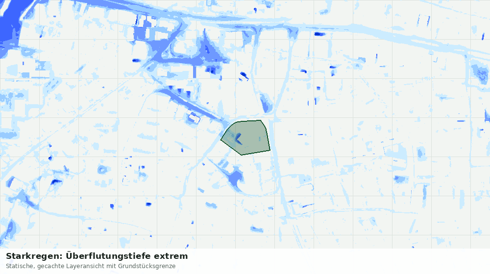 Statische Kartenansicht: Starkregen: Überflutungstiefe extrem