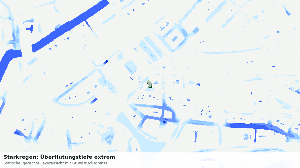 Statische Kartenansicht: Starkregen: Überflutungstiefe extrem