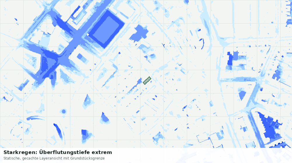 Statische Kartenansicht: Starkregen: Überflutungstiefe extrem