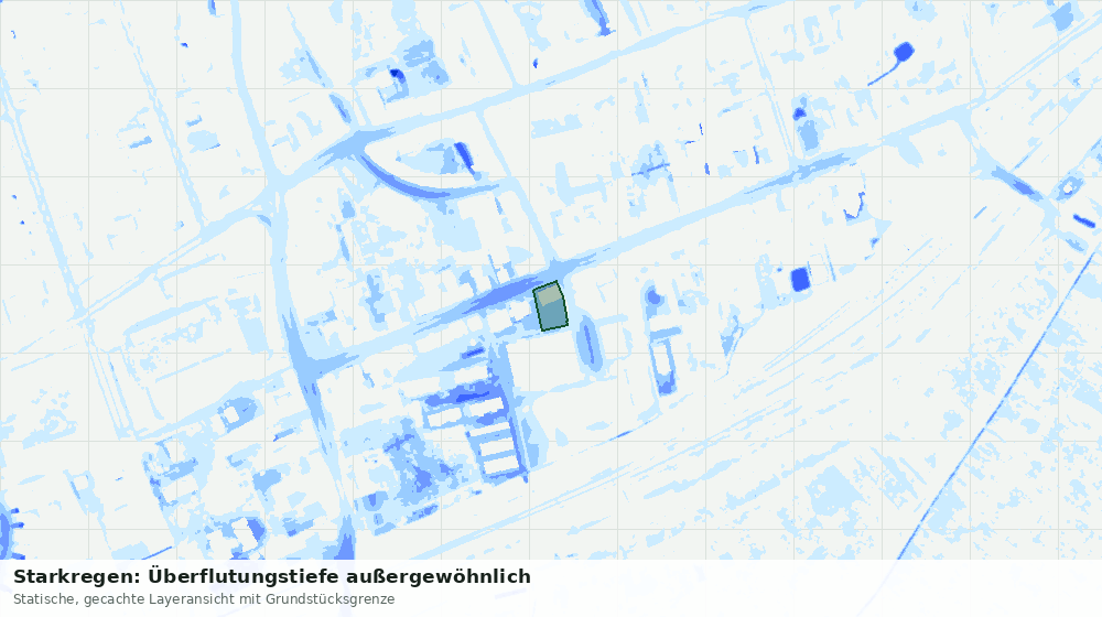 Statische Kartenansicht: Starkregen: Überflutungstiefe außergewöhnlich
