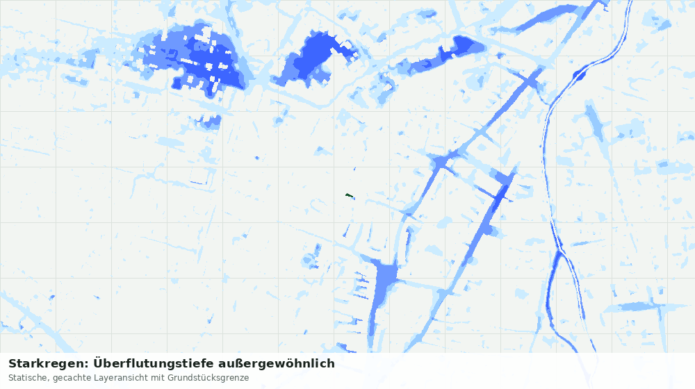 Statische Kartenansicht: Starkregen: Überflutungstiefe außergewöhnlich