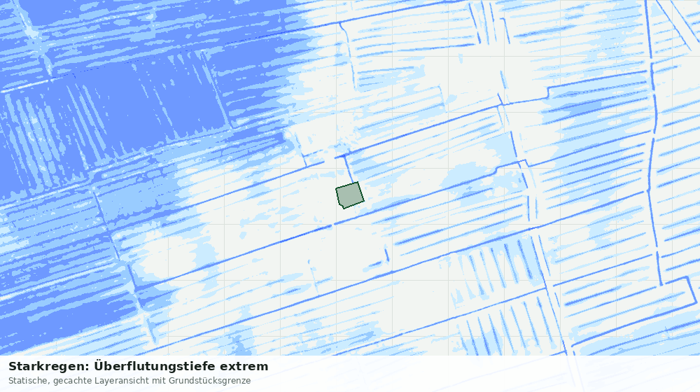 Statische Kartenansicht: Starkregen: Überflutungstiefe extrem
