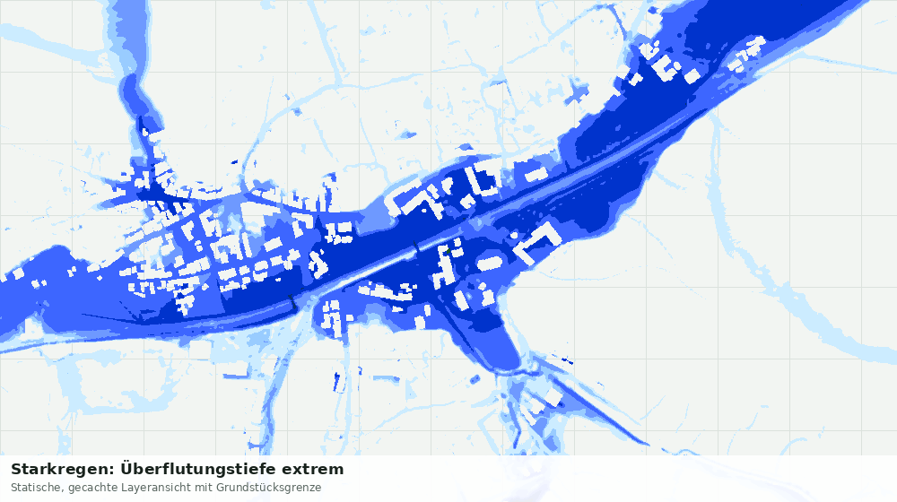 Statische Kartenansicht: Starkregen: Überflutungstiefe extrem