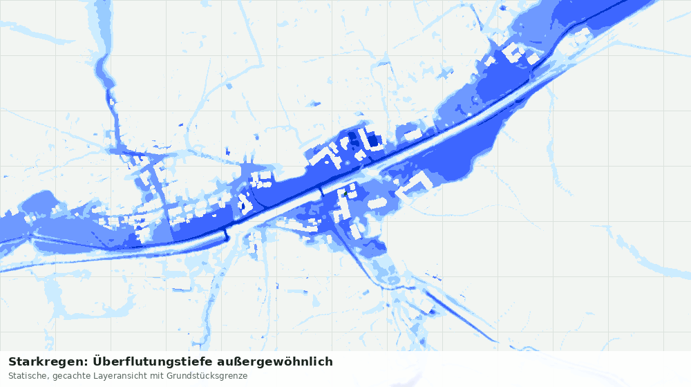 Statische Kartenansicht: Starkregen: Überflutungstiefe außergewöhnlich