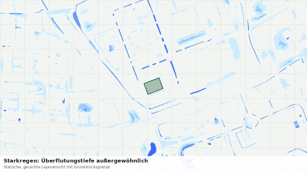 Statische Kartenansicht: Starkregen: Überflutungstiefe außergewöhnlich