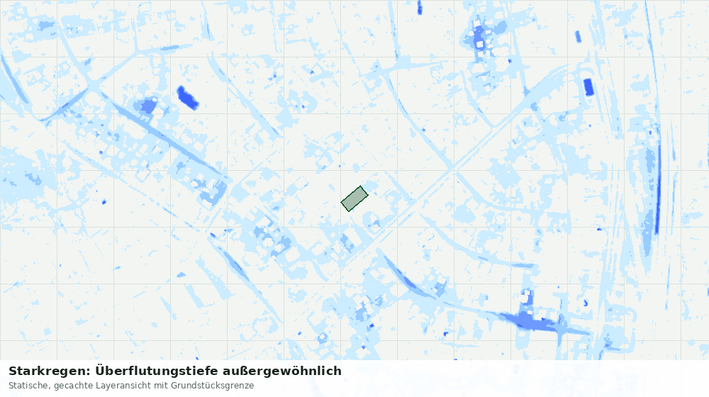 Statische Kartenansicht: Starkregen: Überflutungstiefe außergewöhnlich