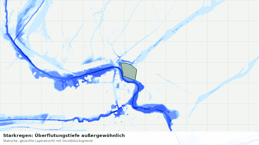 Statische Kartenansicht: Starkregen: Überflutungstiefe außergewöhnlich