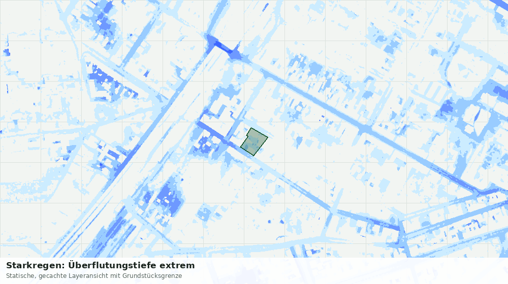 Statische Kartenansicht: Starkregen: Überflutungstiefe extrem