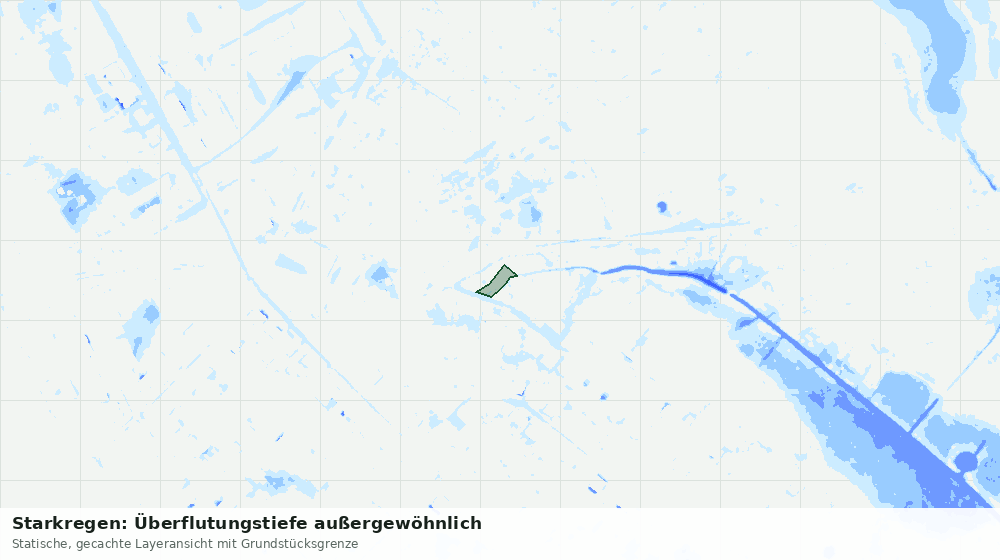 Statische Kartenansicht: Starkregen: Überflutungstiefe außergewöhnlich