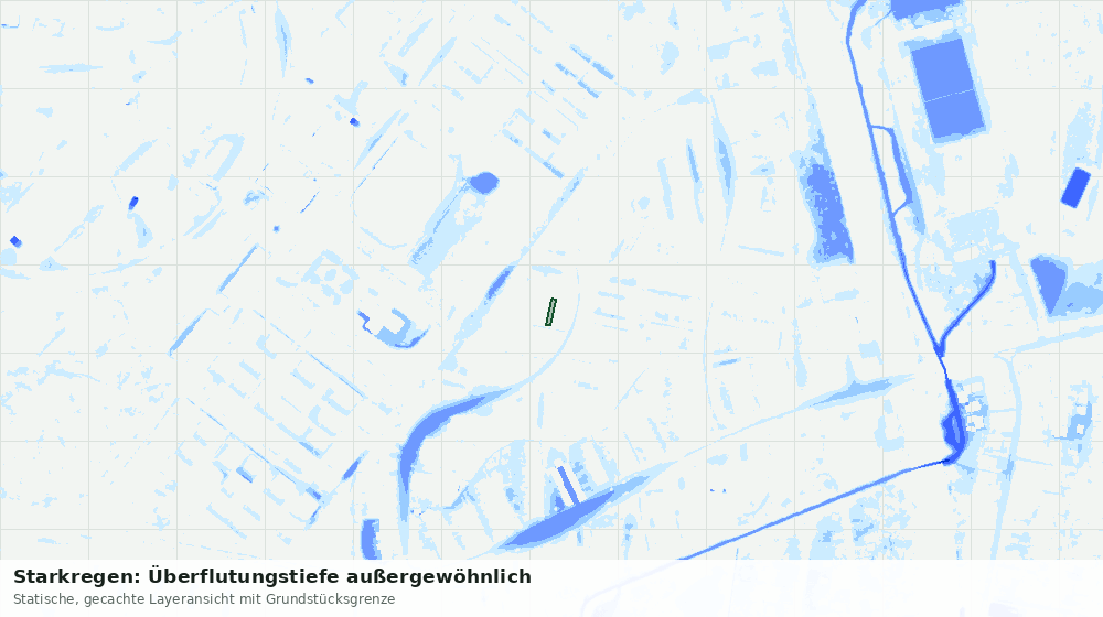 Statische Kartenansicht: Starkregen: Überflutungstiefe außergewöhnlich