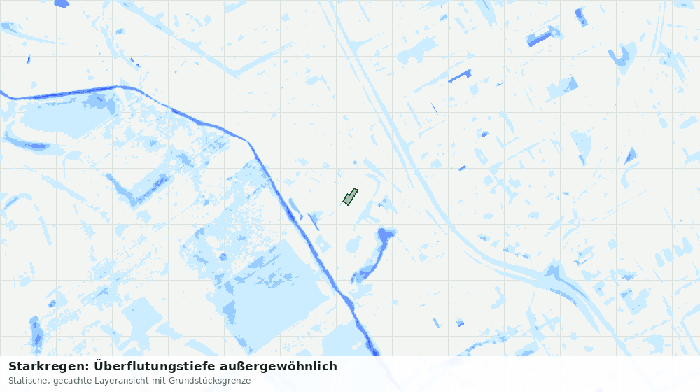 Statische Kartenansicht: Starkregen: Überflutungstiefe außergewöhnlich