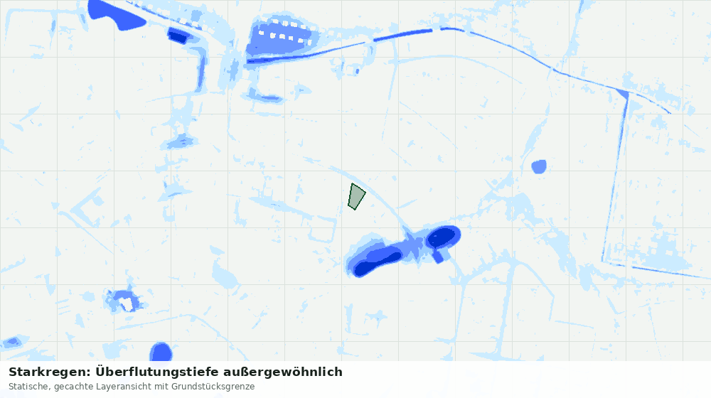 Statische Kartenansicht: Starkregen: Überflutungstiefe außergewöhnlich