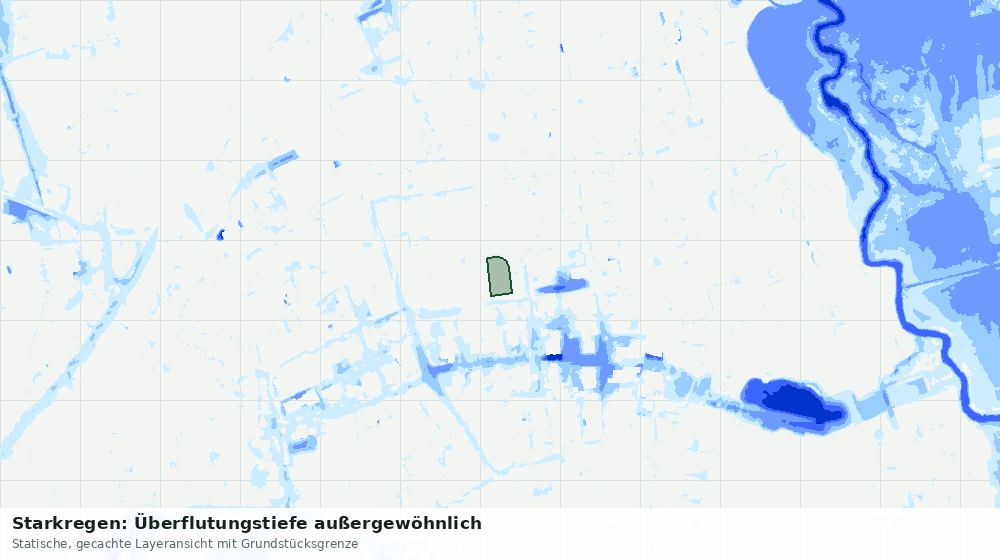 Statische Kartenansicht: Starkregen: Überflutungstiefe außergewöhnlich