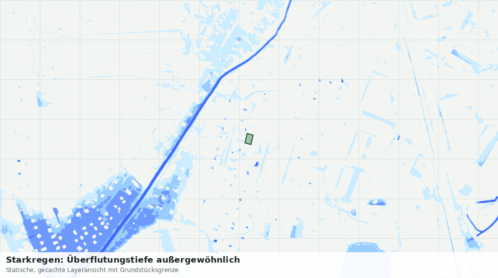 Statische Kartenansicht: Starkregen: Überflutungstiefe außergewöhnlich