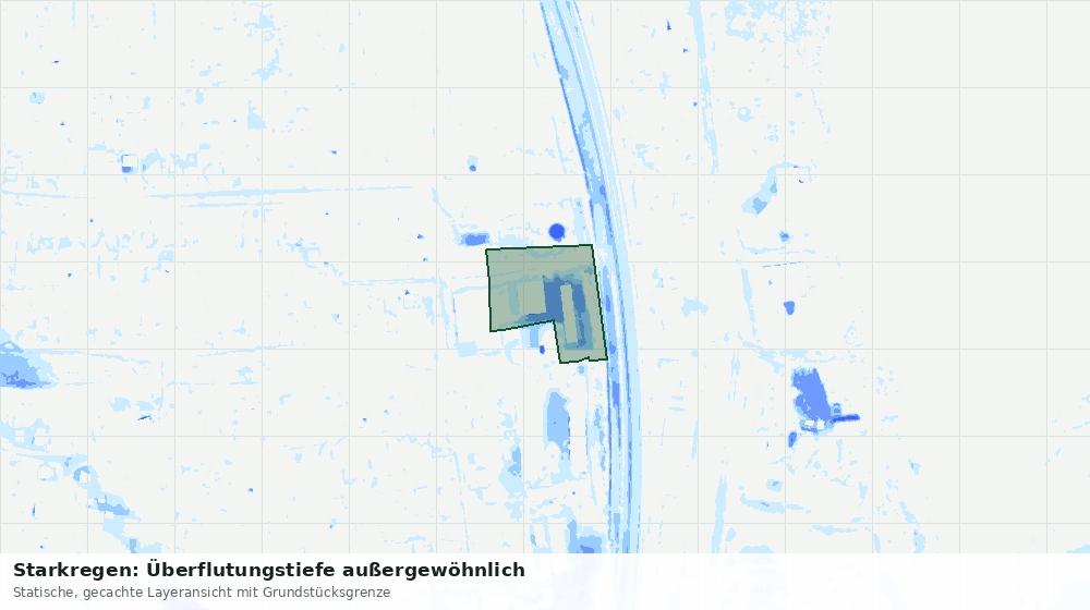 Statische Kartenansicht: Starkregen: Überflutungstiefe außergewöhnlich