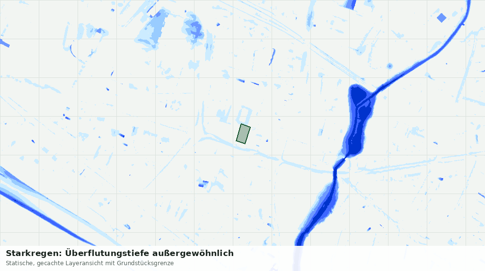 Statische Kartenansicht: Starkregen: Überflutungstiefe außergewöhnlich