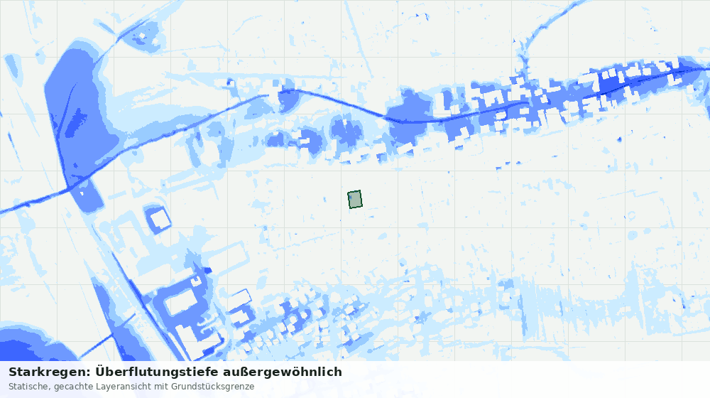 Statische Kartenansicht: Starkregen: Überflutungstiefe außergewöhnlich