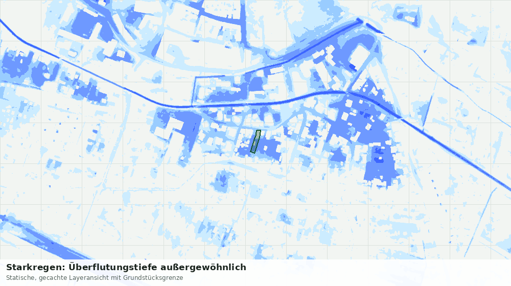 Statische Kartenansicht: Starkregen: Überflutungstiefe außergewöhnlich