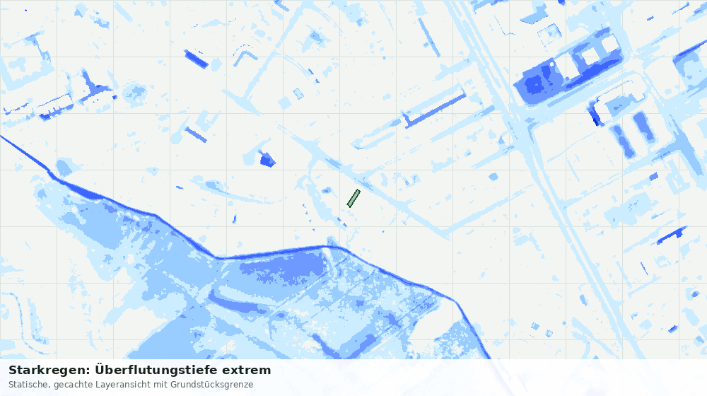 Statische Kartenansicht: Starkregen: Überflutungstiefe extrem