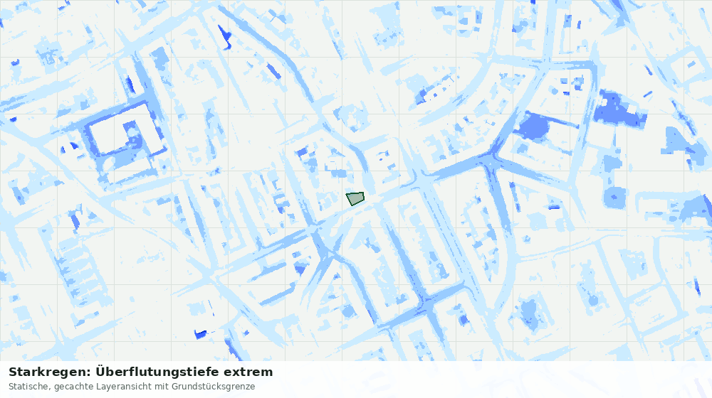 Statische Kartenansicht: Starkregen: Überflutungstiefe extrem