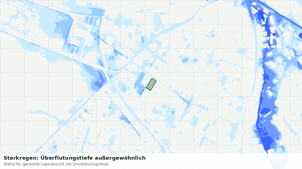 Statische Kartenansicht: Starkregen: Überflutungstiefe außergewöhnlich
