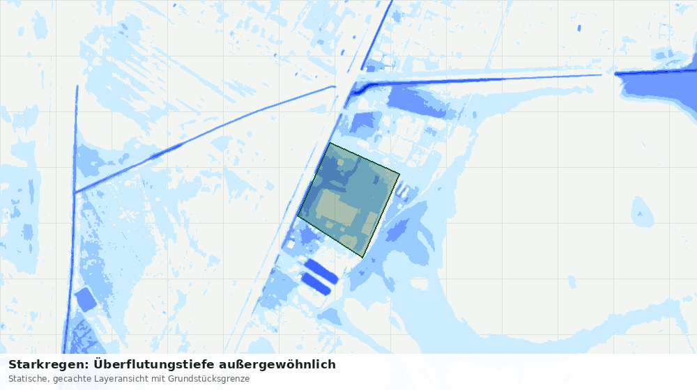 Statische Kartenansicht: Starkregen: Überflutungstiefe außergewöhnlich