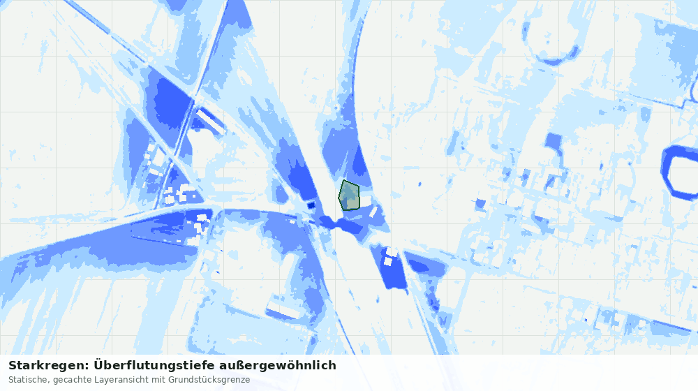 Statische Kartenansicht: Starkregen: Überflutungstiefe außergewöhnlich