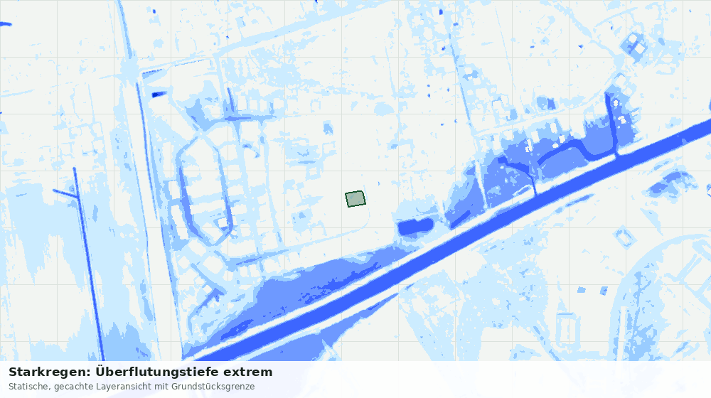 Statische Kartenansicht: Starkregen: Überflutungstiefe extrem