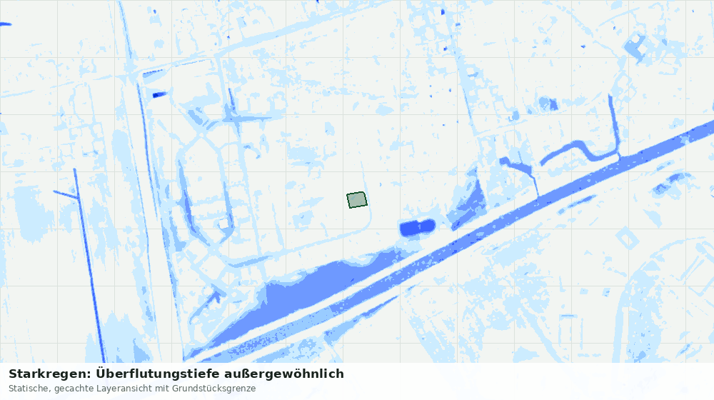 Statische Kartenansicht: Starkregen: Überflutungstiefe außergewöhnlich