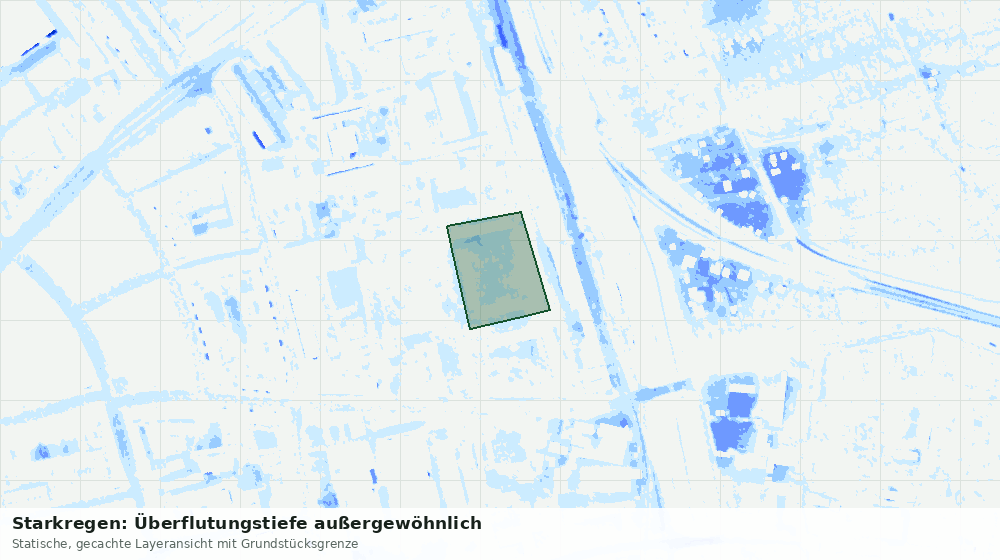 Statische Kartenansicht: Starkregen: Überflutungstiefe außergewöhnlich