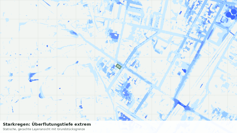Statische Kartenansicht: Starkregen: Überflutungstiefe extrem