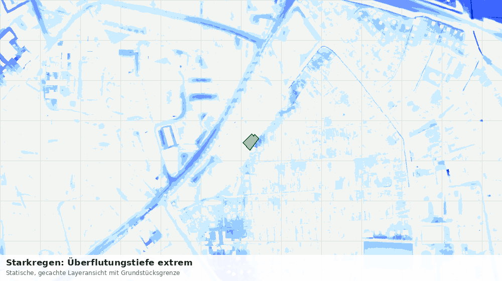Statische Kartenansicht: Starkregen: Überflutungstiefe extrem
