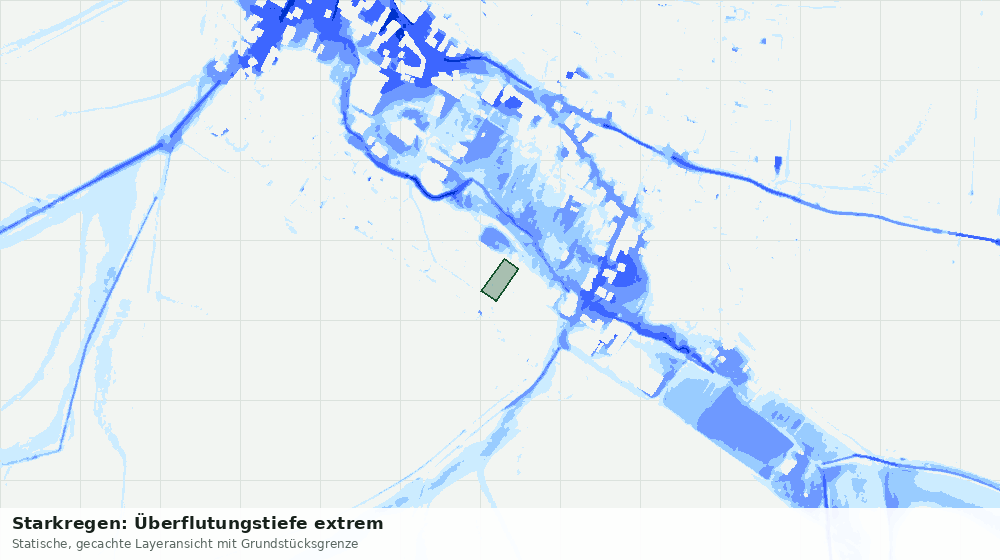 Statische Kartenansicht: Starkregen: Überflutungstiefe extrem