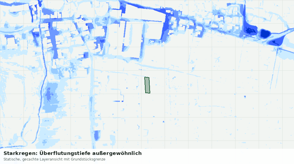 Statische Kartenansicht: Starkregen: Überflutungstiefe außergewöhnlich