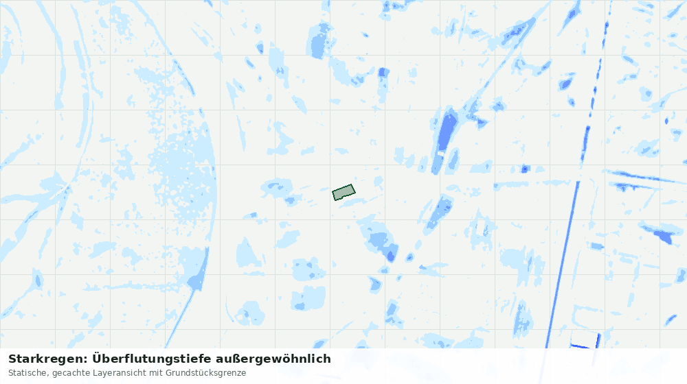 Statische Kartenansicht: Starkregen: Überflutungstiefe außergewöhnlich
