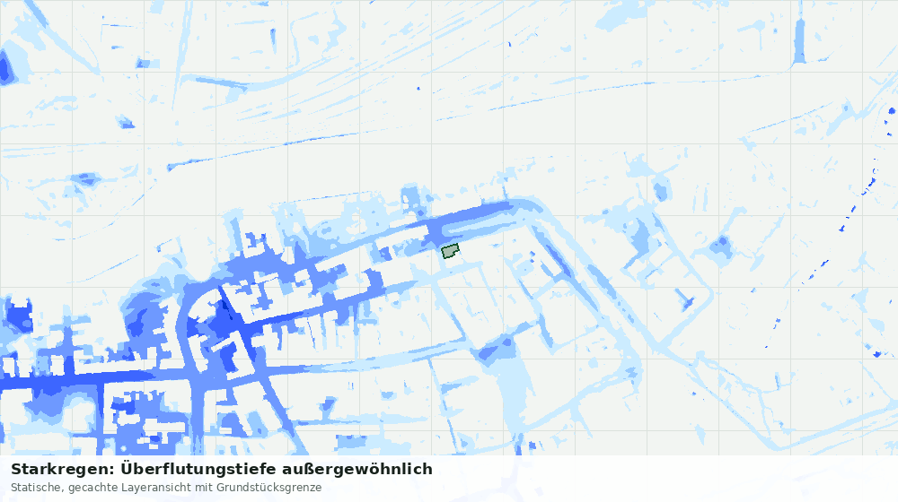 Statische Kartenansicht: Starkregen: Überflutungstiefe außergewöhnlich