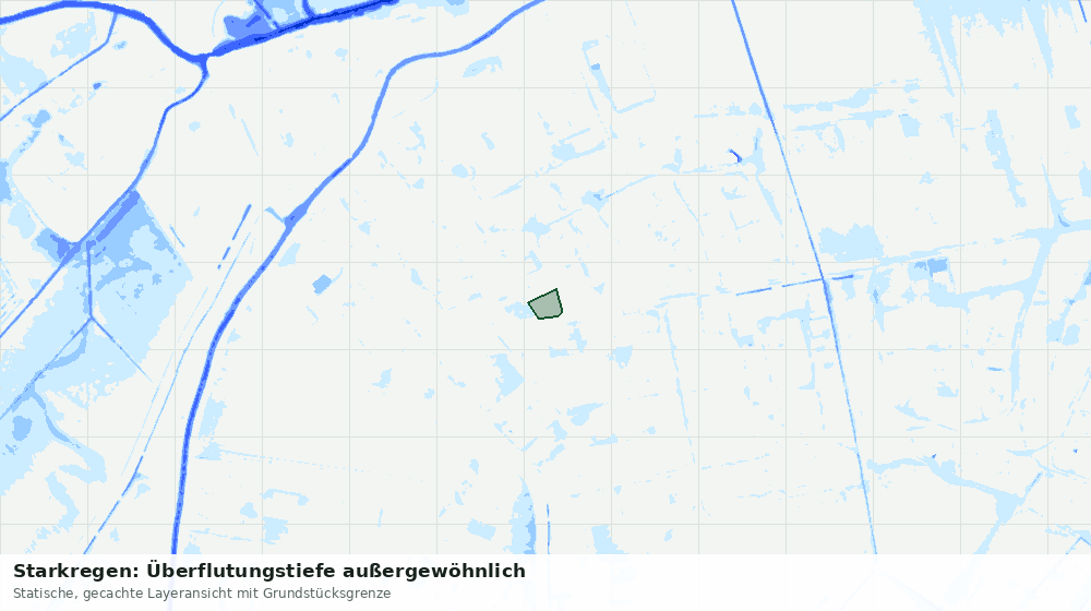 Statische Kartenansicht: Starkregen: Überflutungstiefe außergewöhnlich