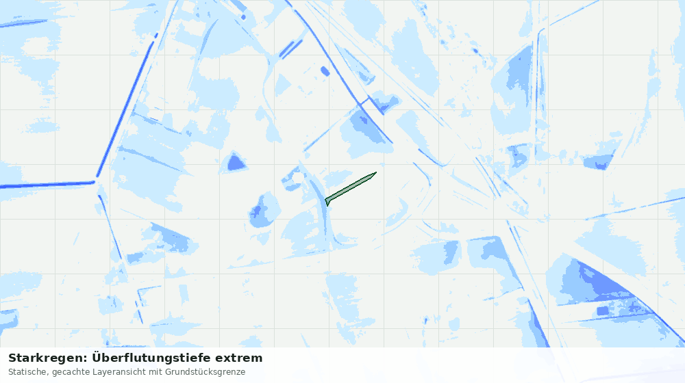 Statische Kartenansicht: Starkregen: Überflutungstiefe extrem