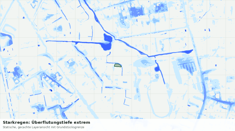 Statische Kartenansicht: Starkregen: Überflutungstiefe extrem