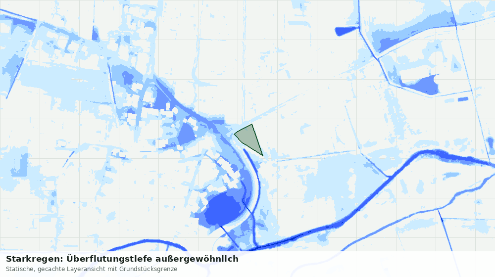 Statische Kartenansicht: Starkregen: Überflutungstiefe außergewöhnlich