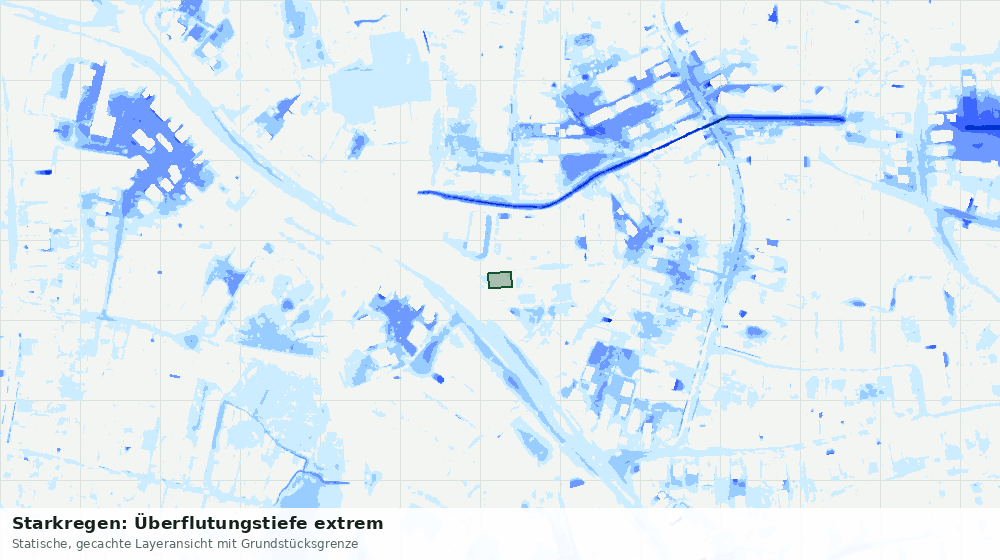 Statische Kartenansicht: Starkregen: Überflutungstiefe extrem