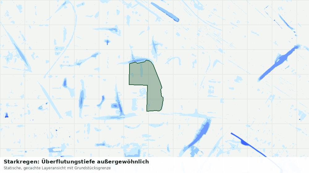 Statische Kartenansicht: Starkregen: Überflutungstiefe außergewöhnlich