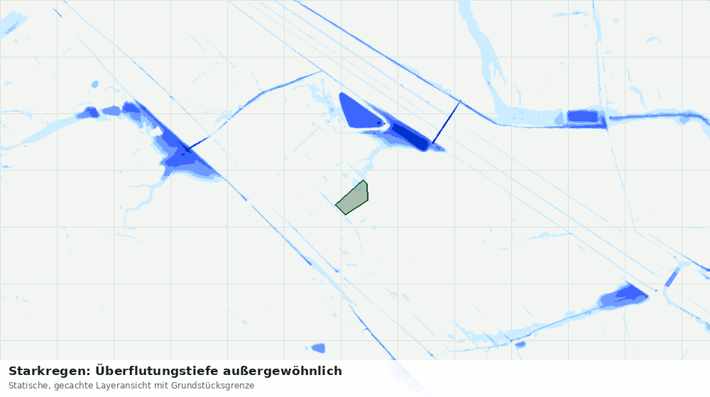 Statische Kartenansicht: Starkregen: Überflutungstiefe außergewöhnlich