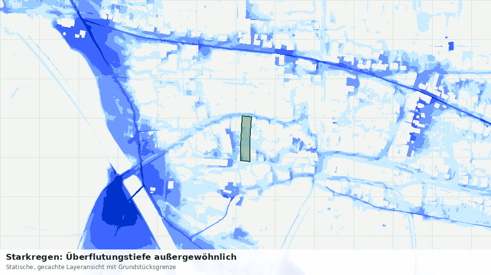 Statische Kartenansicht: Starkregen: Überflutungstiefe außergewöhnlich