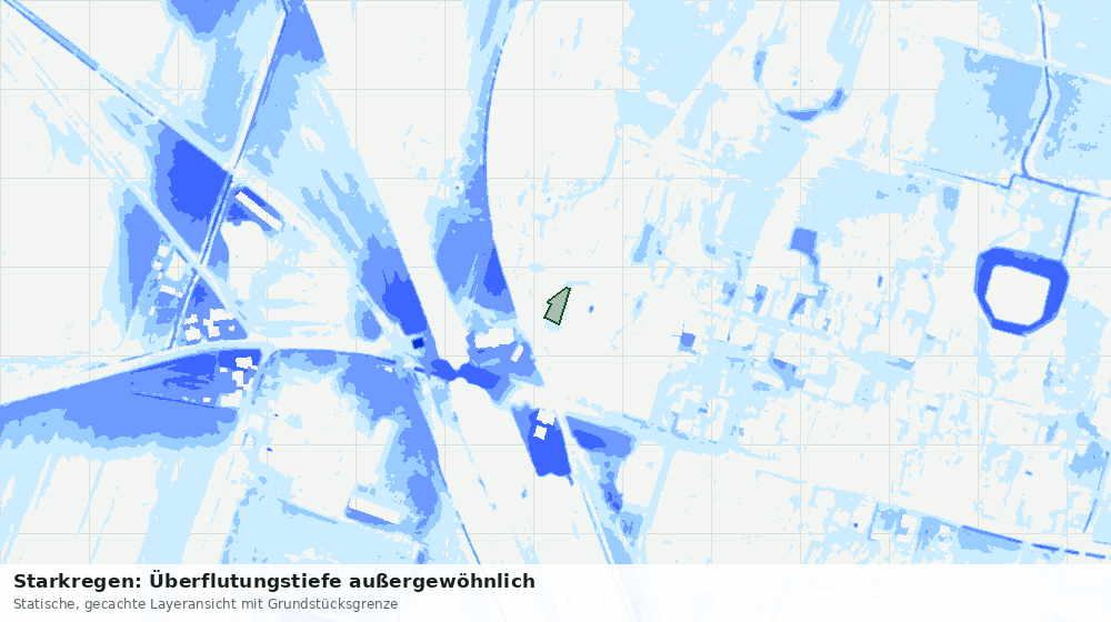 Statische Kartenansicht: Starkregen: Überflutungstiefe außergewöhnlich