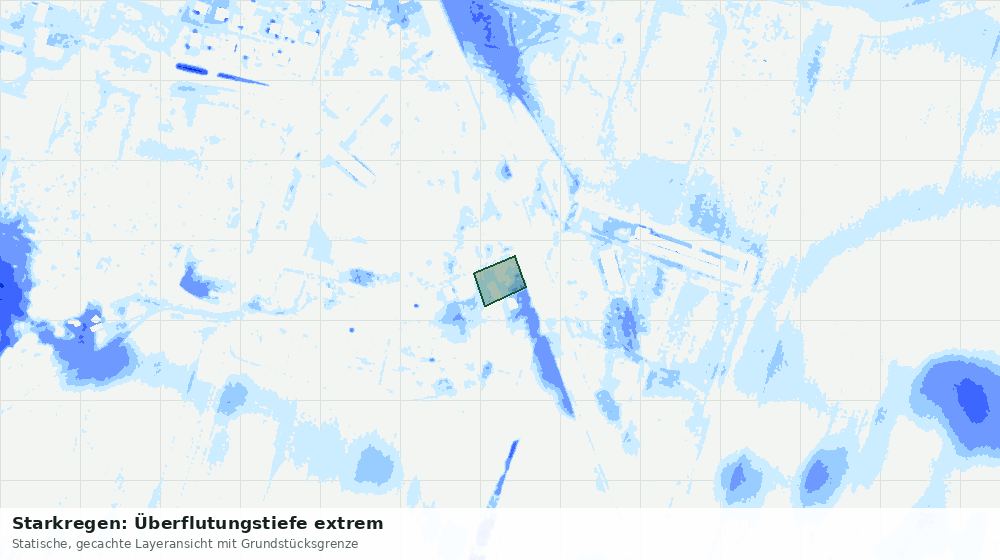 Statische Kartenansicht: Starkregen: Überflutungstiefe extrem
