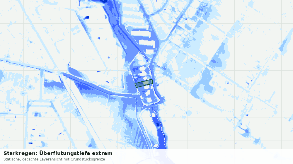 Statische Kartenansicht: Starkregen: Überflutungstiefe extrem