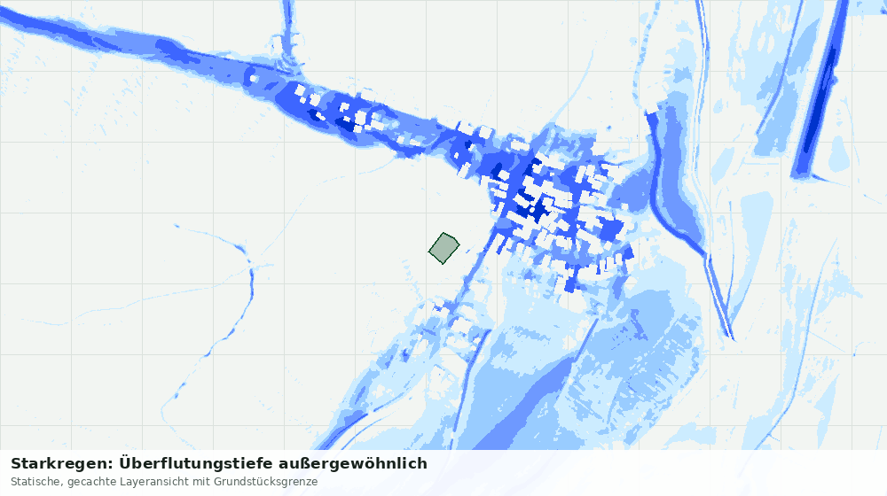 Statische Kartenansicht: Starkregen: Überflutungstiefe außergewöhnlich