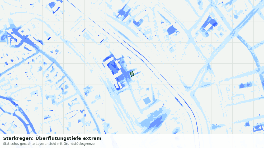 Statische Kartenansicht: Starkregen: Überflutungstiefe extrem